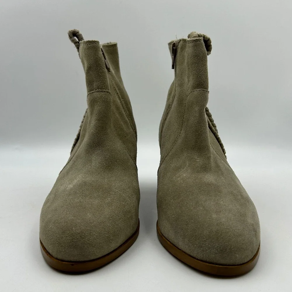 Coconuts by Matisse Ankle Boots Womens 8.5 Beige Suede Braided Boho Western Chic